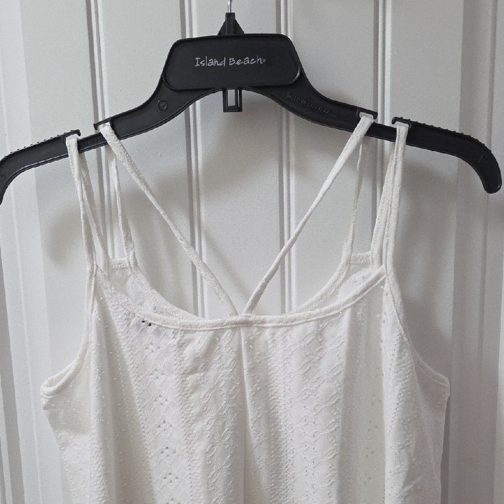 Women's White Eyelet Double-Strap Camisole - Picture 4 of 7